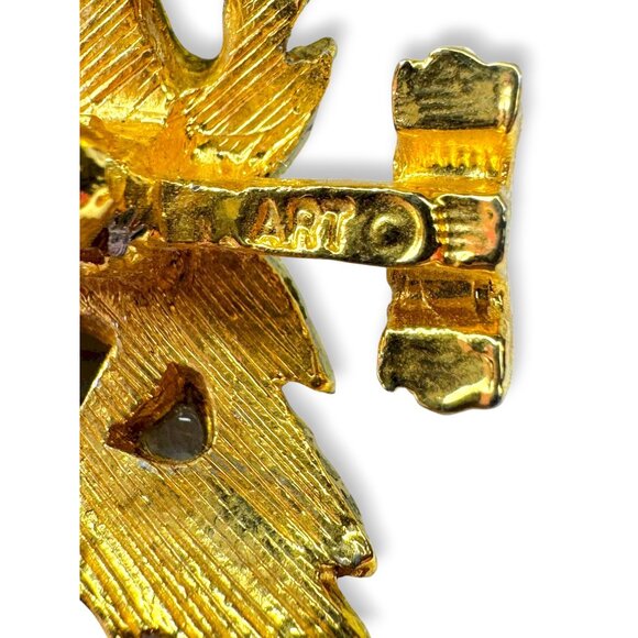 Vintage ART Mode Art Arthur Pepper Christmas Tree Brooch Gold Tone 2.09" - Picture 3 of 9